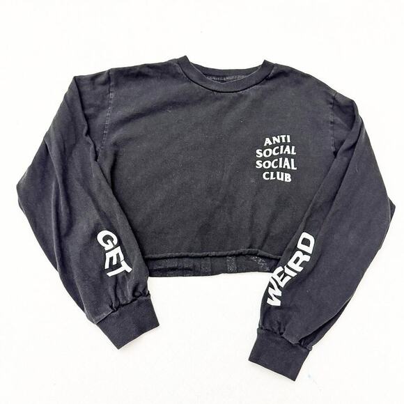 Anti Social Social Club Get Weird Long Sleeve Crop Top T-Shirt Size Small - Picture 1 of 4